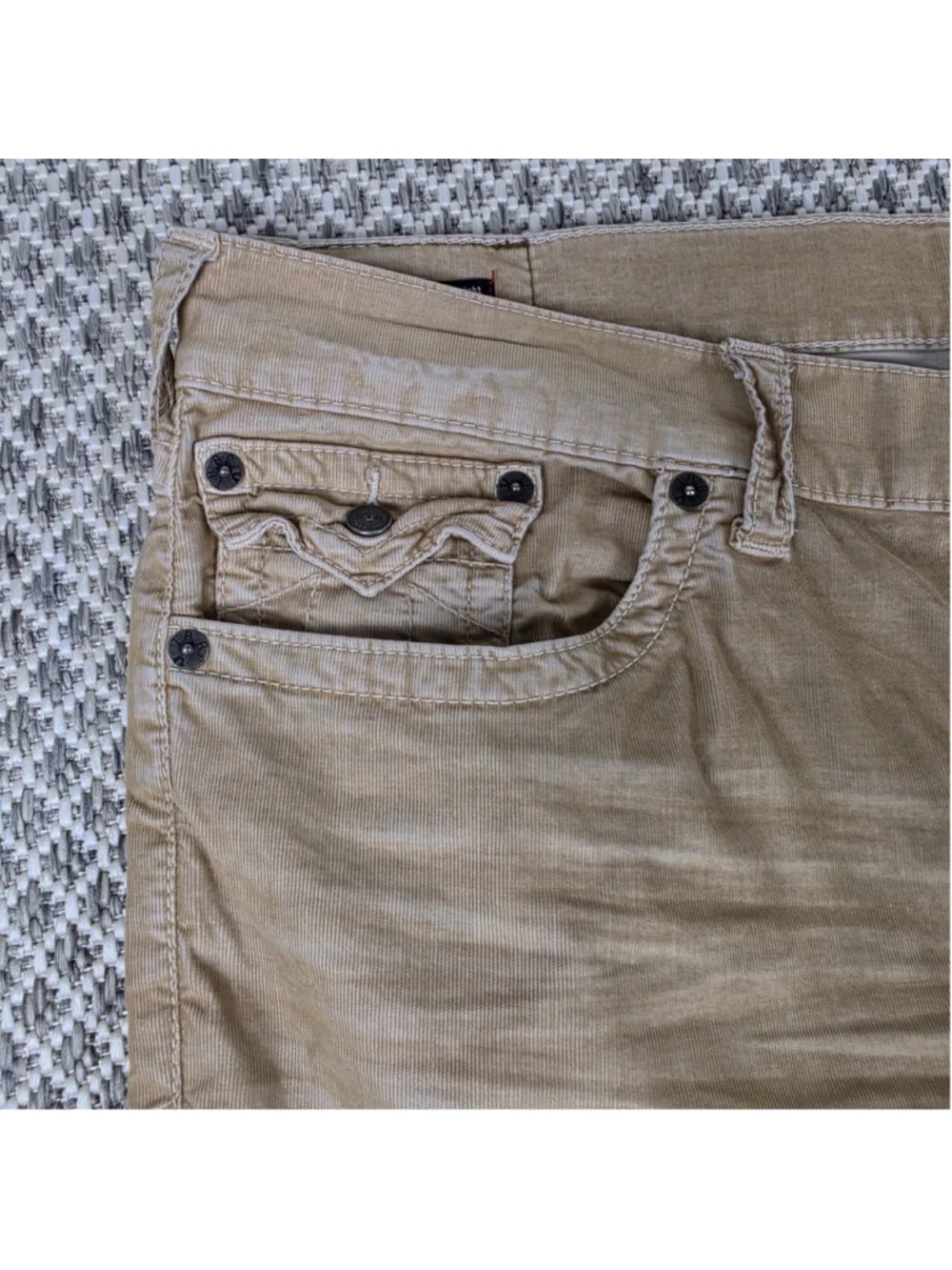 True Religion Ricky Relaxed Straight Corduroy Pants Men’s 42 Beige Tan USA Y2K - Picture 4 of 12